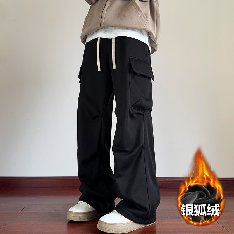 胖胖哥美式工装裤子男春季宽松直筒大码多口袋阔腿伞兵休闲长裤,男装,休闲裤,淘宝优惠券,粉丝福利购,淘宝优惠卷