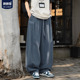 宽松直筒裤 胖胖哥日系弯刀休闲裤 男生大码 垂感阔腿长裤 子 男春春季