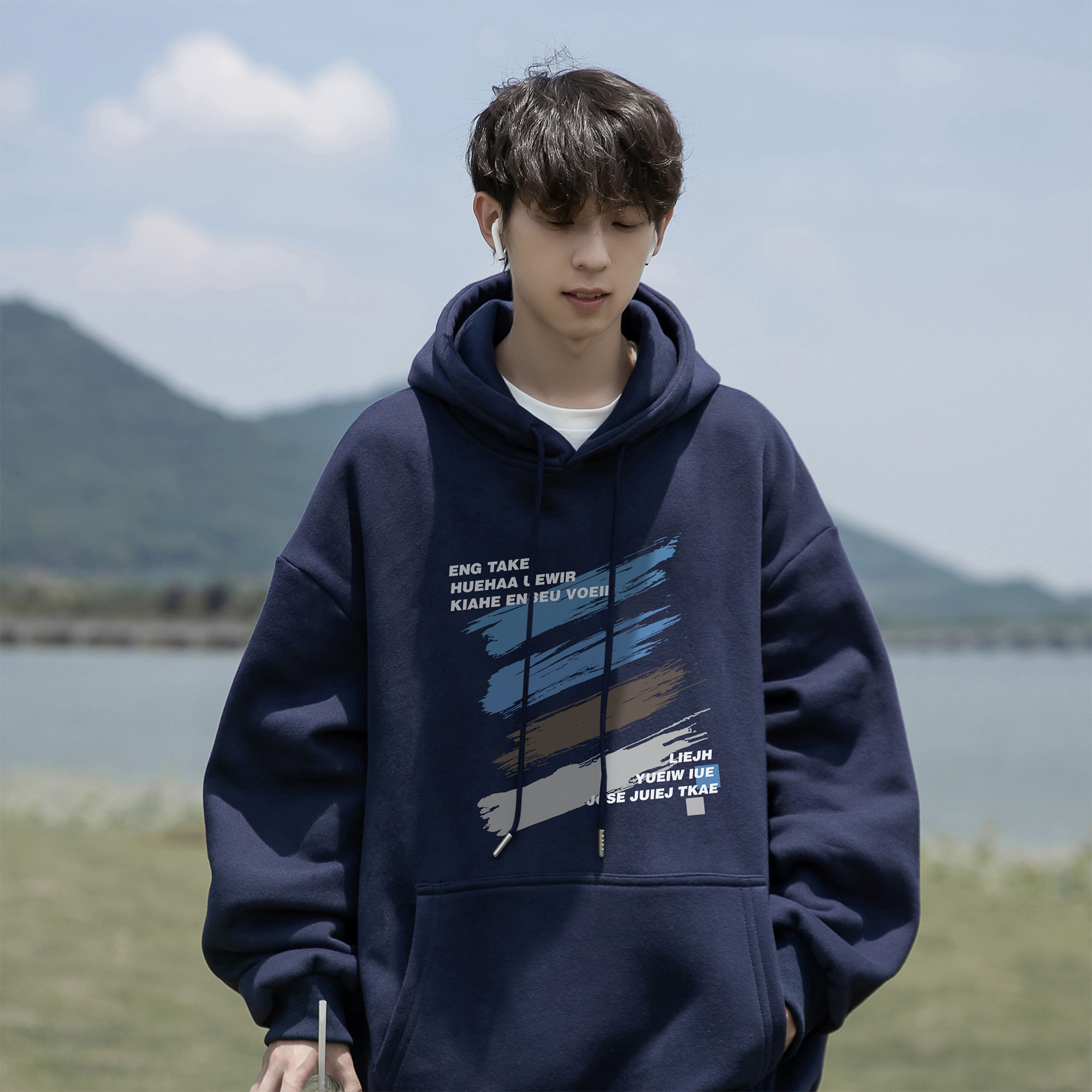 胖胖哥420g重磅涂鸦卫衣男款秋季日系宽松大码情侣休闲连帽上衣潮