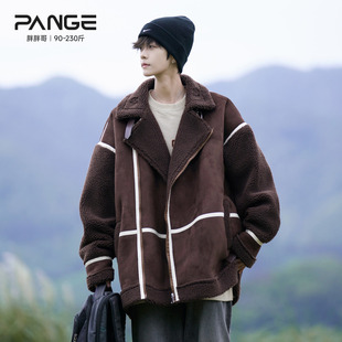 宽松棉服外套潮 加绒痞帅保暖大码 胖胖哥美式 拼接羊羔绒棉衣男冬季