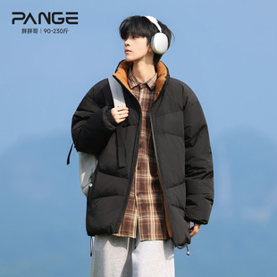 胖胖哥立领羽绒服男款冬季加厚大码宽松90白鸭绒男生连帽工装外套