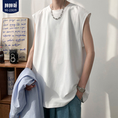 T恤衫 胖胖哥运动背心男士 坎肩潮牌宽松篮球无袖 潮流纯色大码 夏季