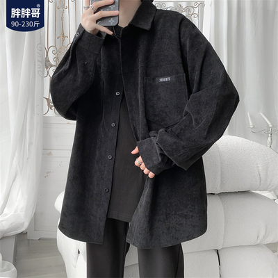灯芯绒衬衫男春秋季韩版潮流大码