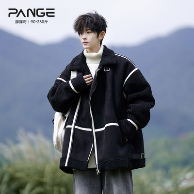 胖胖哥羊羔绒棉衣大码宽松棉服保暖男冬季新款加厚男生冬装外套