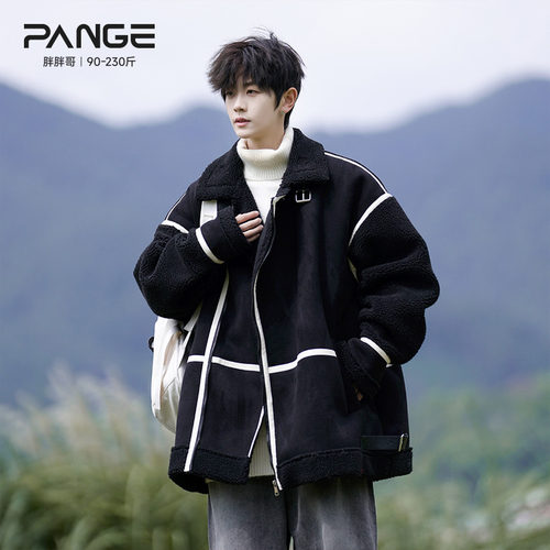胖胖哥羊羔绒棉衣大码宽松棉服保暖男冬季新款加厚男生冬装外套