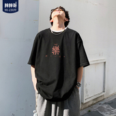 T恤男士 ins潮牌大码 夏季 国潮短袖 港风新款 体恤衫 宽松胖子衣服半袖