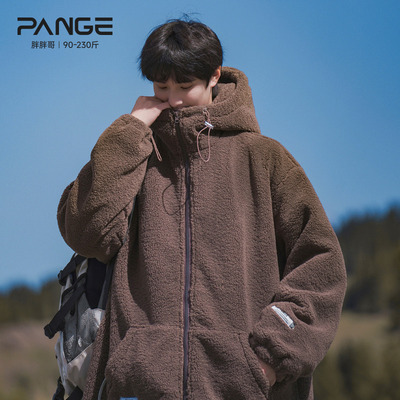 胖胖哥重磅羊羔绒棉衣男款冬季加厚连帽外套大码宽松休闲棉袄子潮