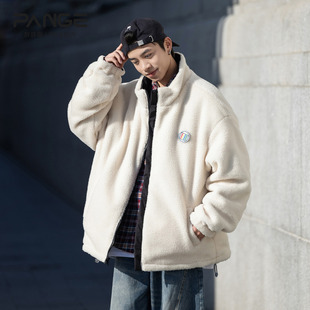 胖胖哥纯色羊羔绒立领棉服男冬季大码双面穿外套加厚宽松棉衣男款