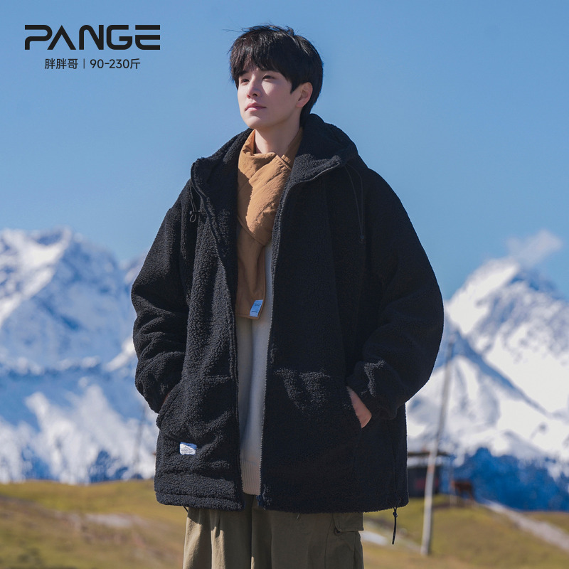 胖胖哥羊羔绒棉衣外套男冬季新款加绒加厚保暖大码宽松休闲棉袄子