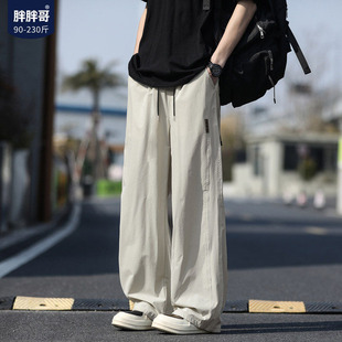 春季 大码 宽松工装 胖胖哥美式 男生裤 男款 阔腿长裤 子 潮牌直筒休闲裤