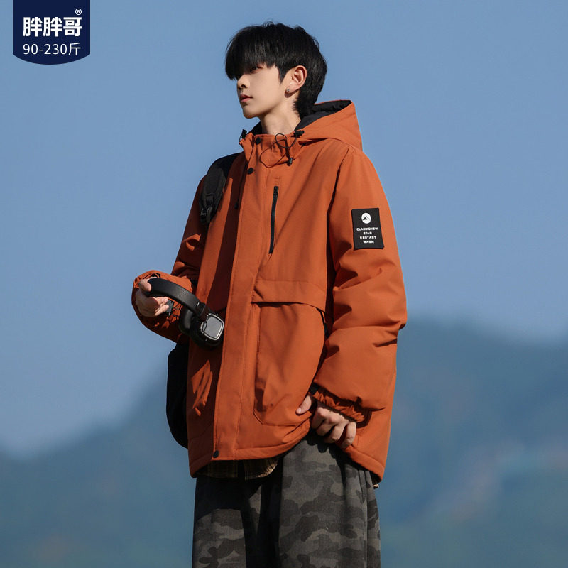 胖胖哥石墨烯冲锋衣棉服男冬季痞帅棉衣加厚大码宽松保暖外套男款