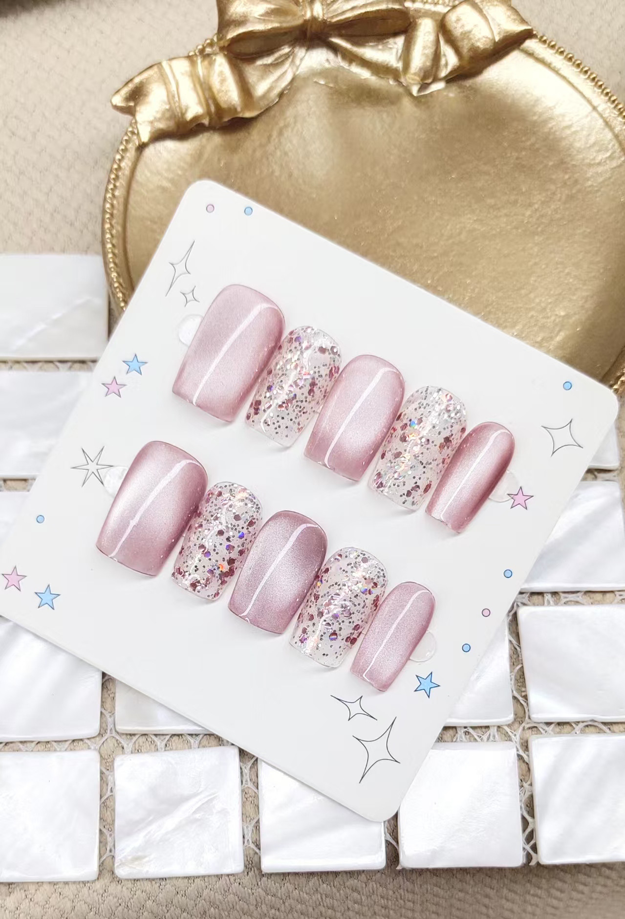 纯手工穿戴甲2025新款高级感假指甲贴片短款猫眼高质量成品甲片