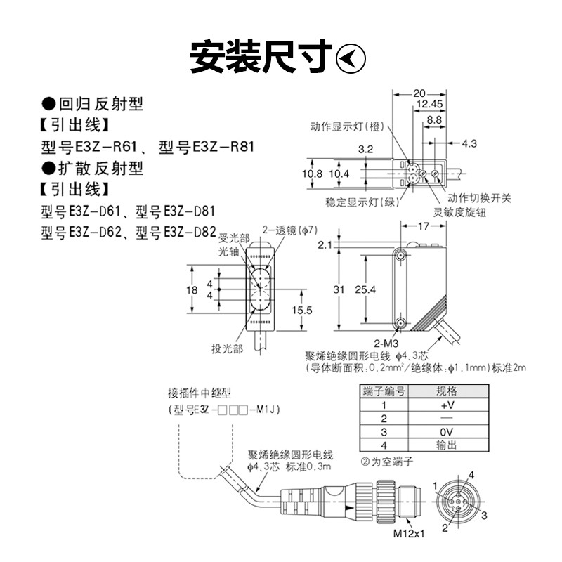 光电开关E3Z-D61D62 R61 D82D81 LS61传感器激光漫反射回归反射 电子元器件市场 传感器 原图主图