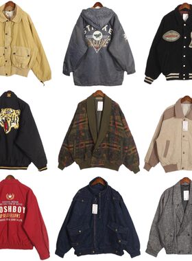 外套古着棒球服刺绣撞色朋克