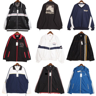 vintage日系古着BF风运动街头嘻哈春秋薄款撞色印花夹克外套 B10