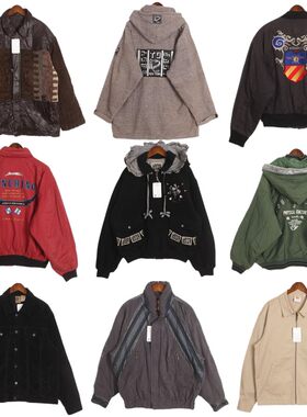外套棒球服古着撞色刺绣机车