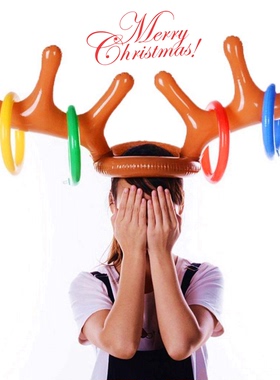 圣诞节充气麋鹿角PVC头箍投掷套圈圈cos玩具儿童休闲酒吧气氛道具