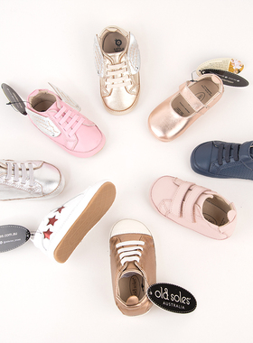 清仓澳洲old soles真皮绑带星星翅膀芭蕾男女童婴儿学步鞋宝宝鞋
