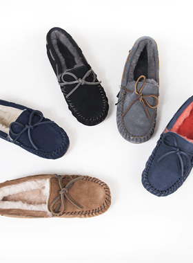 现货EMU Australia澳洲秋冬舒适女士款豆豆鞋船鞋羊毛平底开车鞋