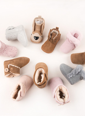 美国采购ugg羊毛保暖可爱毛茸茸加厚保暖雪地靴学步鞋童鞋婴儿鞋