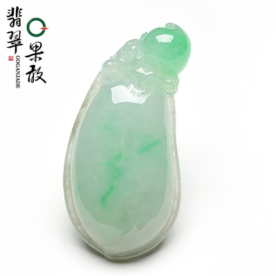 X11135果敢翡翠 飘绿花翡翠福瓜挂件玉坠缅甸A货玉石福寿安康吊坠