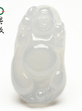 X25704果敢翡翠 糯冰翡翠布袋佛挂件站佛玉坠缅甸A货玉石笑佛吊坠