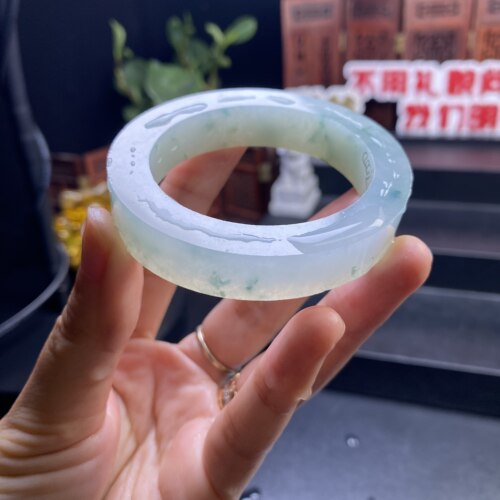 57H2D果敢翡翠 53 缅甸翡翠镯子玉石手镯玉镯定制 私自拍下无效