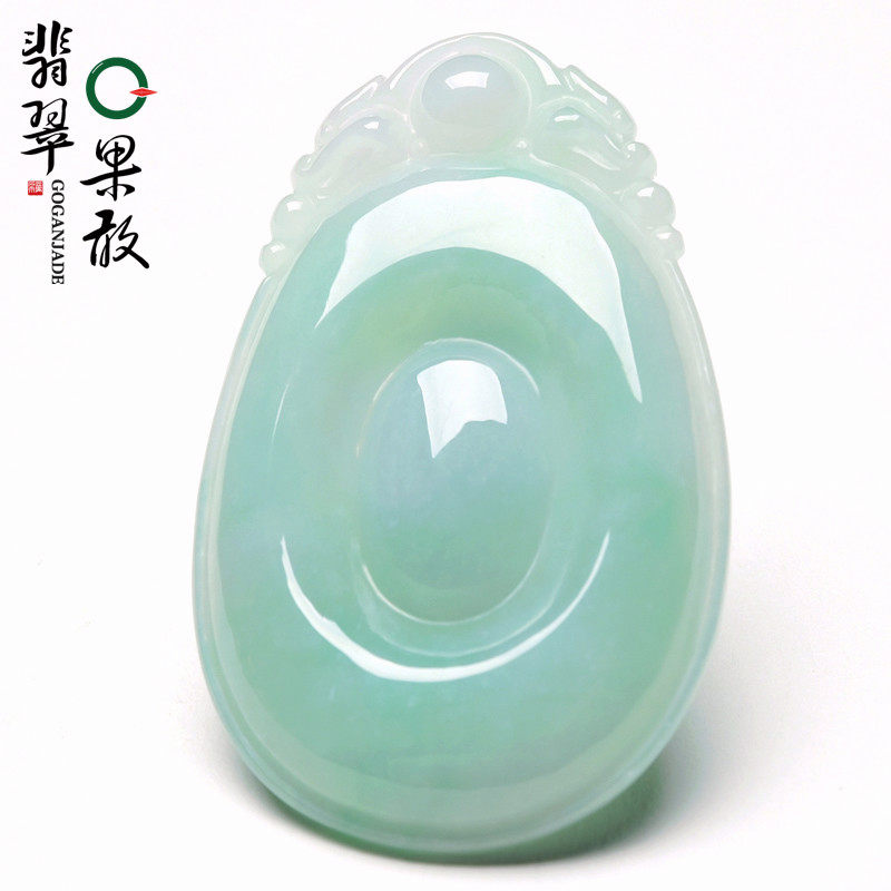 X19654果敢翡翠 淡绿翡翠福贝挂件玉坠缅甸A货玉石福在眼前吊坠