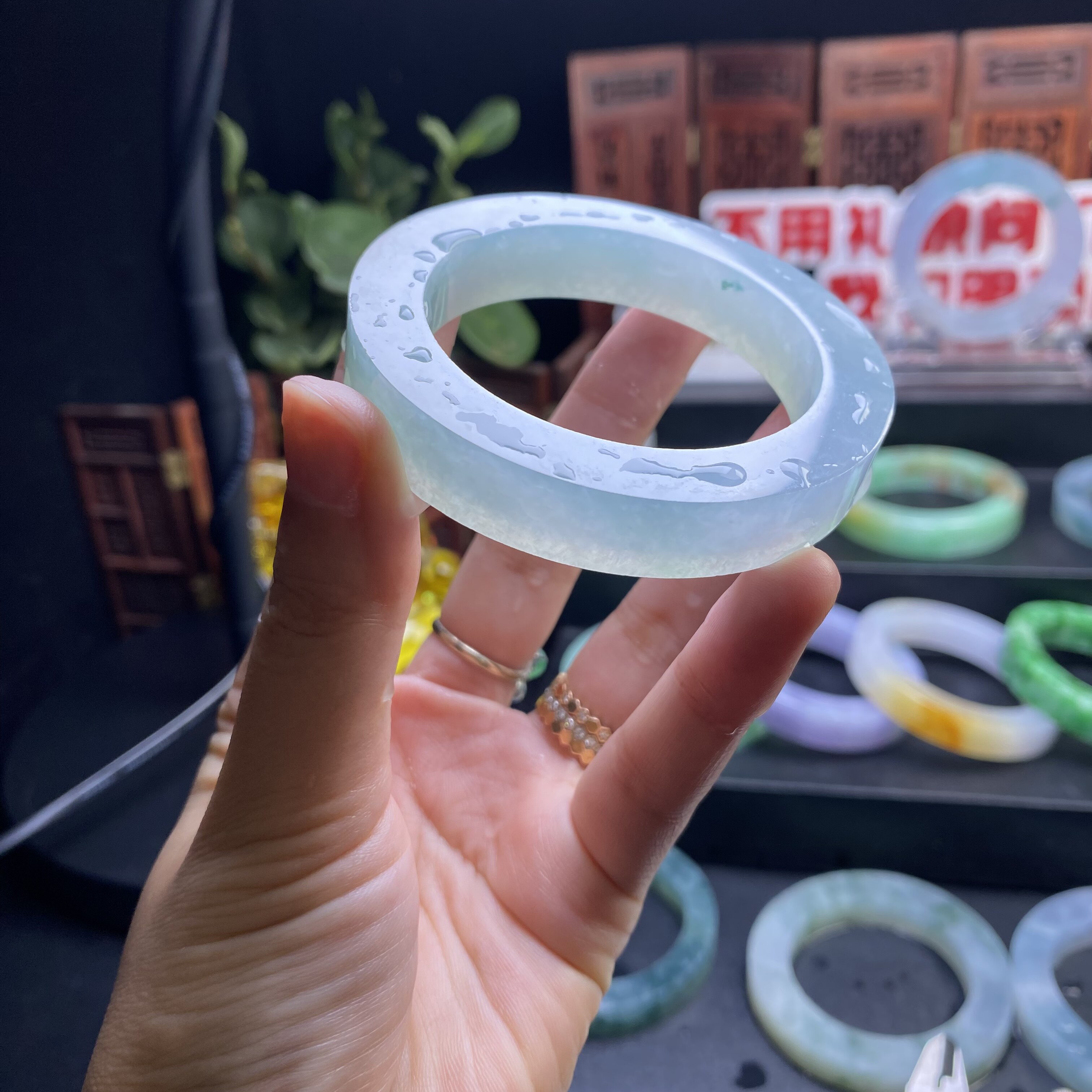 69A4果敢翡翠 53 缅甸翡翠镯子玉石手镯玉镯定制 私自拍下无效