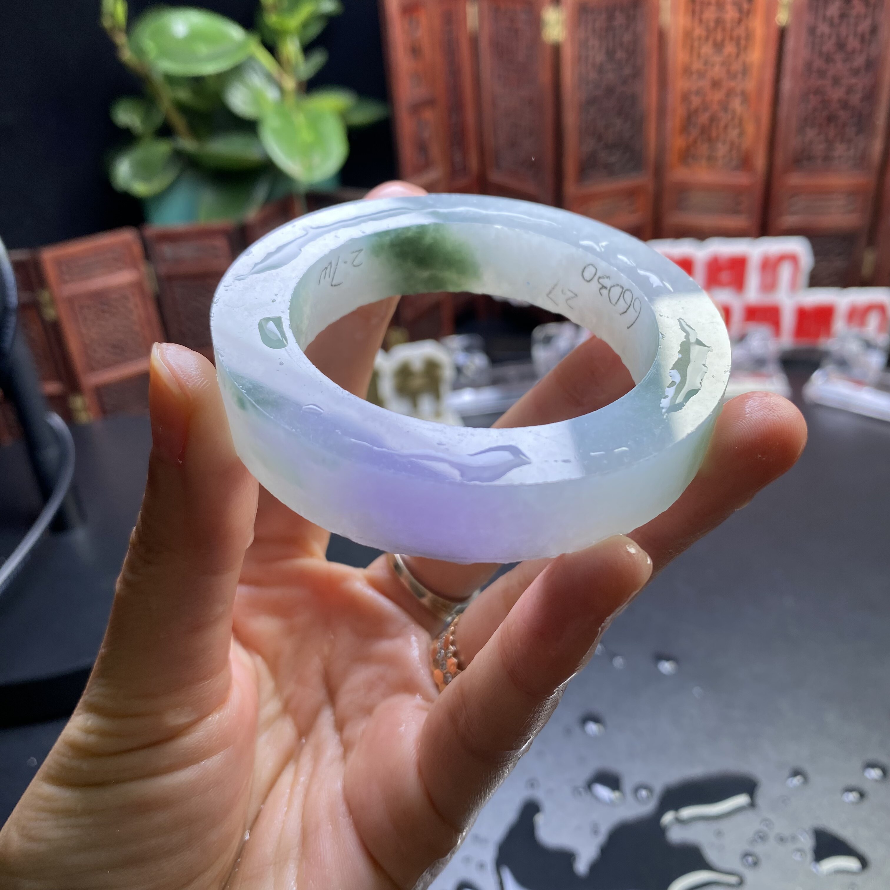 66D30果敢翡翠 52 缅甸翡翠镯子玉石手镯玉镯定制 私自拍下无效