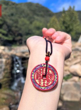 高含量天然红砂真朱砂彩绘吊坠