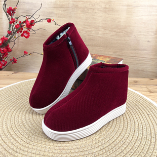 冬季保暖加绒加厚恩施棉鞋超轻软底高帮中老年人爸爸居家防滑布鞋