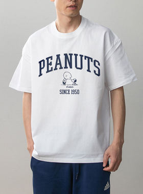 数码直喷 史努比PEANUTS印花夏季情侣装纯棉短袖T恤男女卡通动漫