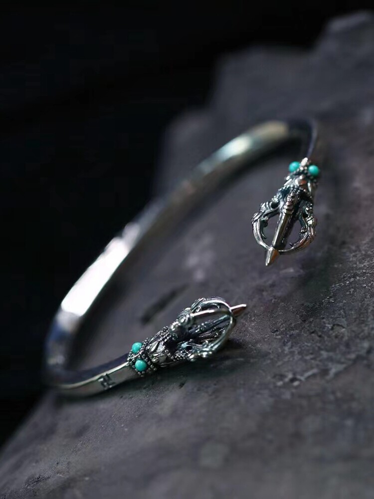 상감 후베이 SHIYAN 높은 도자기 블루 청록색 VAJRA 팔찌 팔찌 간단한 커플 스타일