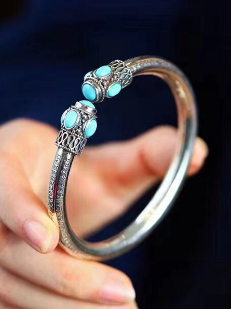 상감 후베이 SHIYAN 천연 높은 도자기 블루 청록색 심장 경전 팔찌 팔찌 팔찌 매력 커플 새로운 스타일