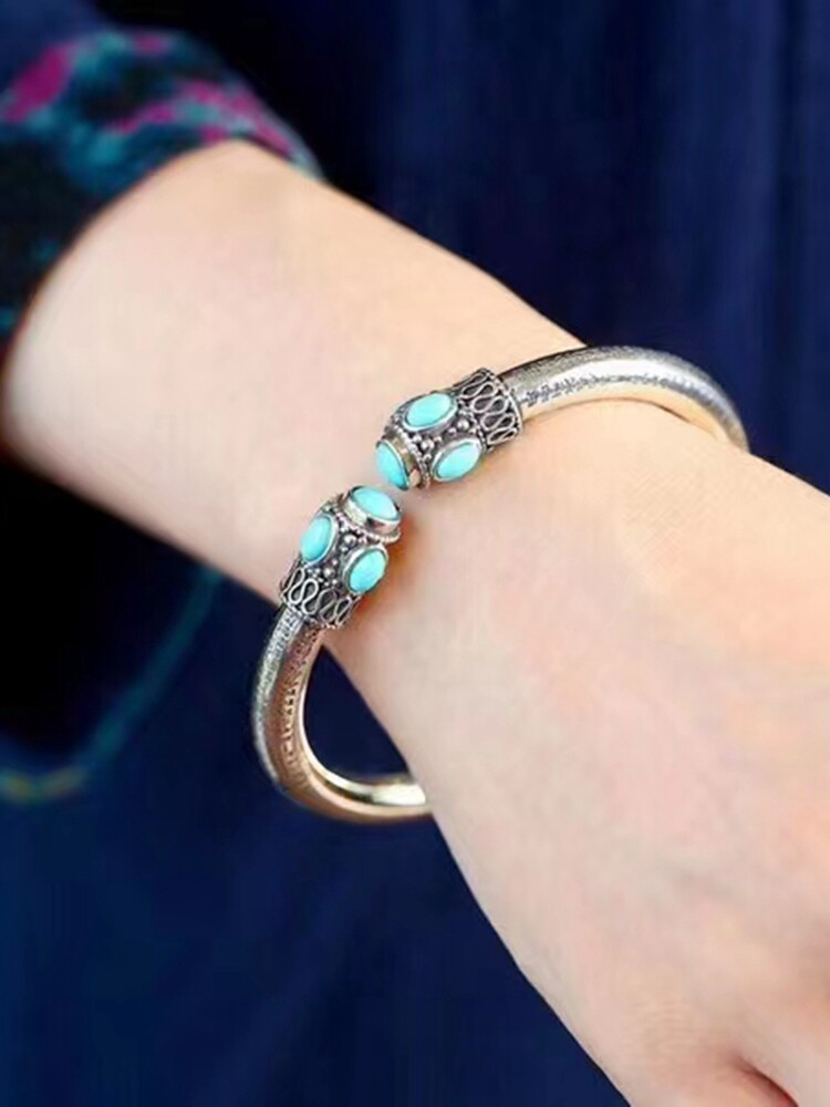 상감 후베이 SHIYAN 천연 높은 도자기 블루 청록색 심장 경전 팔찌 팔찌 팔찌 매력 커플 새로운 스타일