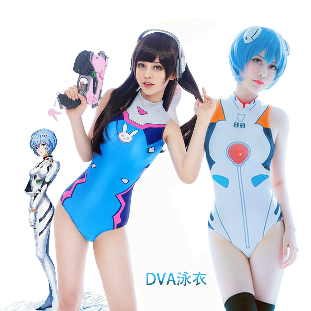 2025新款守望先锋cosplay泳衣D.Va爆款游泳性感小胸聚拢显瘦女装