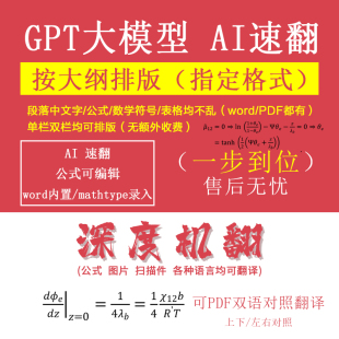 Ai机器翻译电子书中英文论文外文文献pdf文件word文档改格式 排版