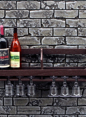 Dollhouse娃娃屋壁挂式酒架杯架红酒柜酒杯展示微缩食玩饮料道具