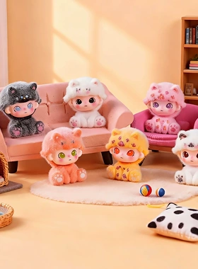 萌粒植绒坐姿小猫咪可爱车载树脂工艺装饰创意潮玩公仔桌面小摆件