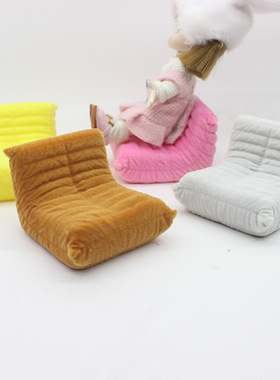 Dollhouse娃娃屋仿真面包沙发模型DIY小摆件1:12微缩迷你懒人沙发