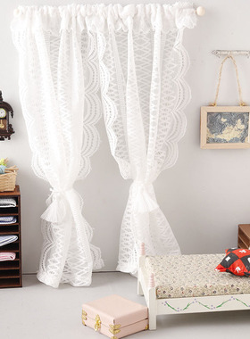 微缩蕾丝花花窗帘布落地窗1:12分ob11娃娃屋dollhouse布置场景diy