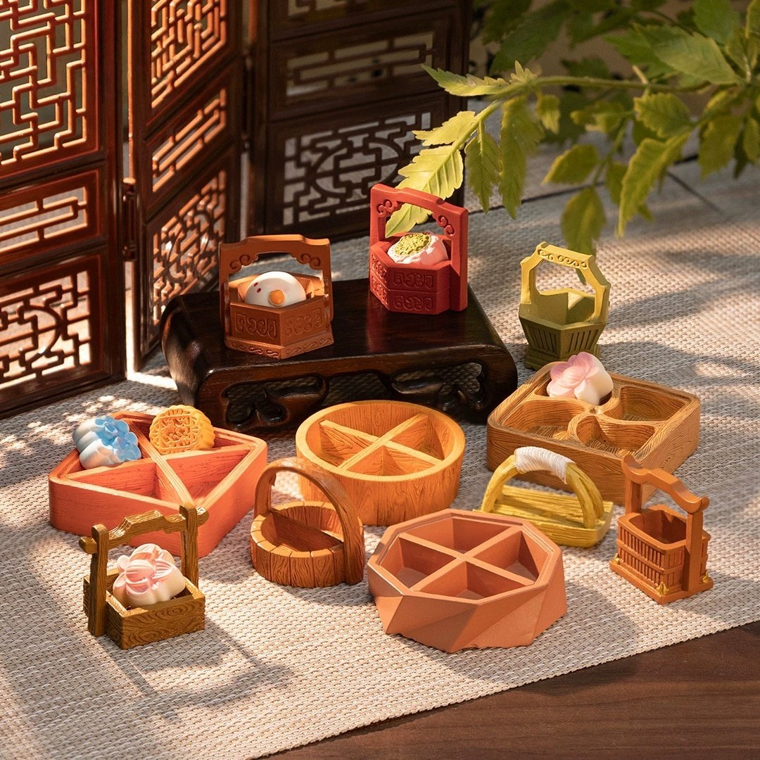 微景观创意古风食盒篮子模型 娃娃屋diy装饰品配件微缩迷你小摆件