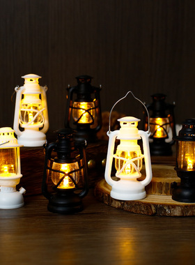 娃娃屋led复古发光小油灯迷你微缩小马灯Dollhouse创意蜡烛灯摆件