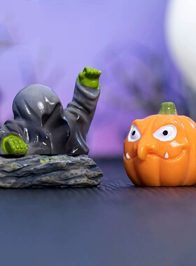 万圣节恐怖南瓜幽灵恶魔树脂摆件diy装饰品配件微景观桌面小摆件
