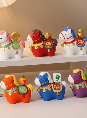 创意礼品马年吉祥物树脂摆件马上发财趣味解压办公室工位年会礼品