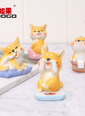 如果原创柴犬可爱风蛋糕装饰摆件