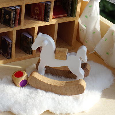 娃娃屋装饰小摆件小木马小摇马1:12DOLLHOUSE迷你家具拍摄道具