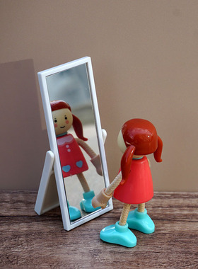 迷你穿衣镜1:12娃娃屋摆件DOLLHOUSE迷你家具白色房间场景拍摄