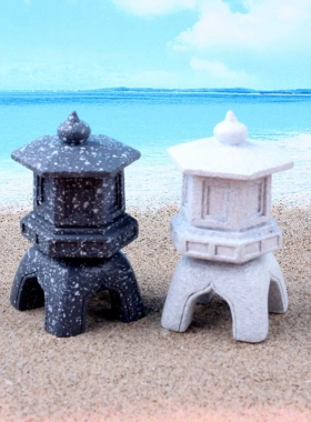 微景观仿古日式灯塔迷你石灯沙盘道具装饰小摆件宫灯鱼缸造景配件